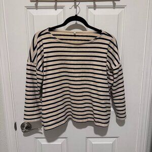 Muji 3/4 Sleeve Striped Top